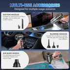 Handheld Car Vacuum Cleaner, 10000PA Vacuum Cleaner & Air Duster, 120W High Power Hand Held Vacuum Cordless, Portable Vacuum Rechargeable with Multi-Nozzles & LED Light for Car, Home, Pet, Office