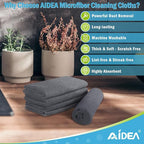 AIDEA Microfiber Cleaning Cloth Grey-100PK, Soft Absorbent Rags, Microfiber Towels for Cars, Kitchen Towels, Dusting Cloth for Home, Window, Cleaning Supplies, 12"×12"