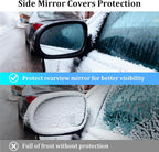 Windshield Cover for Ice and Snow, 600D Car Windshield Cover with Mirror Covers, Upgraded Windproof Includes Elastic Buckles, Frostproof & Dustproof, Fits for Large SUVs Pickups Trucks Vans (78"x 50")