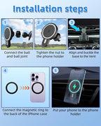 PZK Car Phone Holder for Chevy Trax 2024 2025 Accessories Custom Air Vent | Chevy Car Phone Mount Magnetic 15W Fast Wireless Charger with Magsafe Hands Free 360° Rotation Automobile Phone Cradles