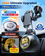 Car Phone Holder 2026 Ultimate Military-Grade Strongest Suction & Clip Windshield Dashboard【Newest Best Strongest】Cell Phone Shower & Wall Mounts for iPhone 17 Pro Max 16 15 14 13 Android