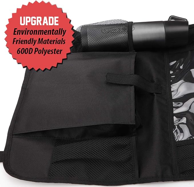 Backseat Car Organizer Kick Mats, KNGUVTH Car Seat Back Protectors with Clear 10" Tablet Holder + 5 Storage Pockets Back seat Organizer for Kids Toy Bottle Drink Vehicles Travel Accessories (2 Pack)
