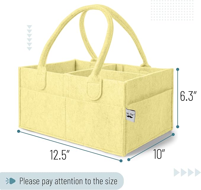Mr. Pen- Baby Diaper Caddy Organizer, Lemon Glow | Nursery Storage Bin and Car Organizer for Diapers and Baby Wipes