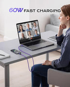 USB to USB C Cable Fast Charging [2 Pack 3FT], USB A to USB C Cable for Car, Durable Braided USB Type C iPhone Charger USBC Cord for iPhone 17/16/15/Pro Max/Plus, Samsung Galaxy S23 and More-Purple
