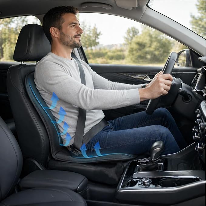 Cooling Car Seat Cushion - Black Automotive Adjustable Temperature Comfortable Cooling Car Seat Cover (1 Pack)