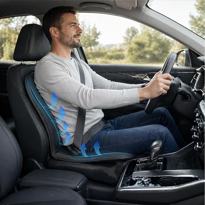 Cooling Car Seat Cushion - Black Automotive Adjustable Temperature Comfortable Cooling Car Seat Cover (2 Pack)