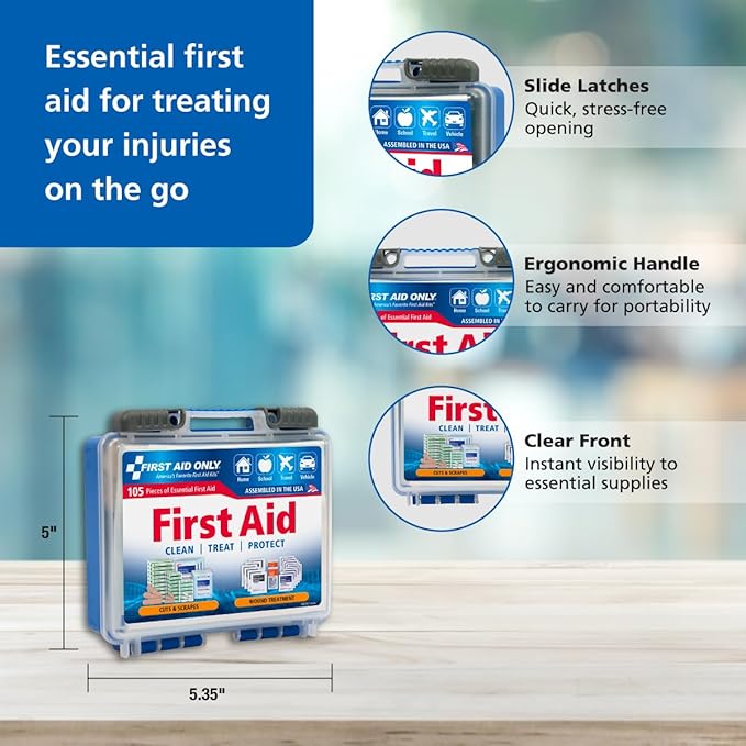 91249 On-The-Go All-Purpose Emergency First Aid Kit for Car, Travel, Home and Business, 105 Pieces