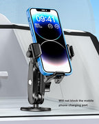 Anti-Theft Phone Mount Holder with Vibration Dampener, 1s Locking | Don't Block Camera, with Aluminum Round Base & Medium Arm, for Car Boat Truck Motorcycle UTV, Fit 5.4-7.2'' Smartphones