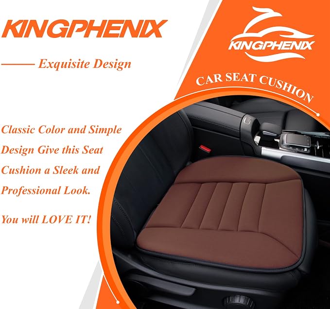 Car Seat Cushion with 1.2inch Comfort Memory Foam, Seat Cushion for Car and Office Chair (Brown)