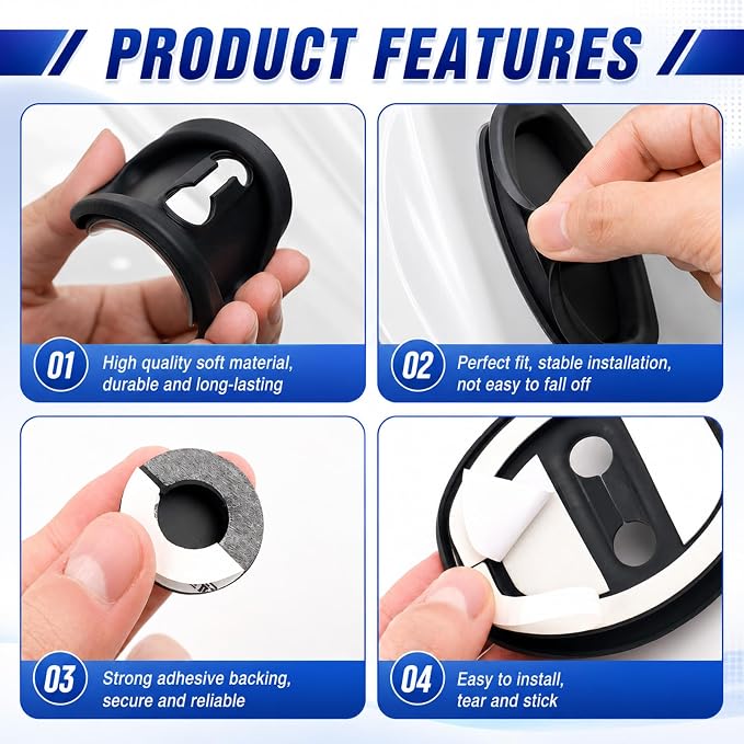 8PCS Car Door Lock Cover/Car Door Slam Stopper,Full Adhesive Backing Cars Doors Latch Cover Provides Cushioning Protection,Upgraded Silicone Cars Doors Lock Protector Kit