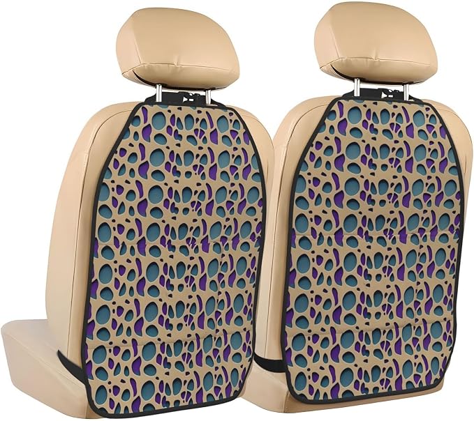 Kick Mat Back Seat Protector for Car 2 Pack Extra Large Car Back Seat Cover with 3 Storage Pockets Waterproof Seat Back Protector Repetition and Pattern Backseat Car Organizer for Trucks SUV