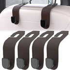 4 Pcs Seat Headrest Hook for Car, Seat Back Hanger Holder Hooks, Hanger Storage Organizer for Purse Bags Coat, Car Interior Accessories Leather Hidden Hook