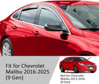Voron Glass in-Channel Extra Durable Rain Guards for ChevyMalibu 2016-2025, Window Deflectors, Vent Window Visors, 4 Pieces - 220228