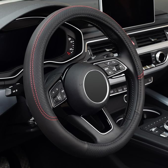 Steering Wheel Cover, Universal Fit 15 Inch Microfiber Leather Car Wheel Protector, Anti-Slip, Black