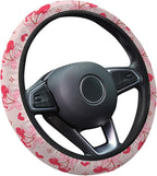 Pink Cartoon Mouse Steering Wheel Cover, Non Slip Polyester Car Wheel Protector for Car SUV Truck, Universal 15 Inch
