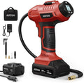 C2 Cordless Tire Inflator Air Compressor 20V Rechargeable Battery Powered 160PSI Portable Air Pump with 12V Car Power Adapter Digital Pressure Gauge for Cars Motorcycles Red