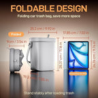 Waretary Trash Can for Car Garbage: Leakproof Silicone Car Waste Bin w/Lid for Drivers and Passengers; 2 Gallon Garbage Container for Vehicle, Sedan, SUV, Van, MPV & Truck (Gray)