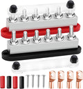 650A Bus Bar 12V Marine 3/8" Power Distribution Block Automotive Busbar Terminal Block,Battery Buss Bar (Pair, Red & Black) 6 x 3/8" Post