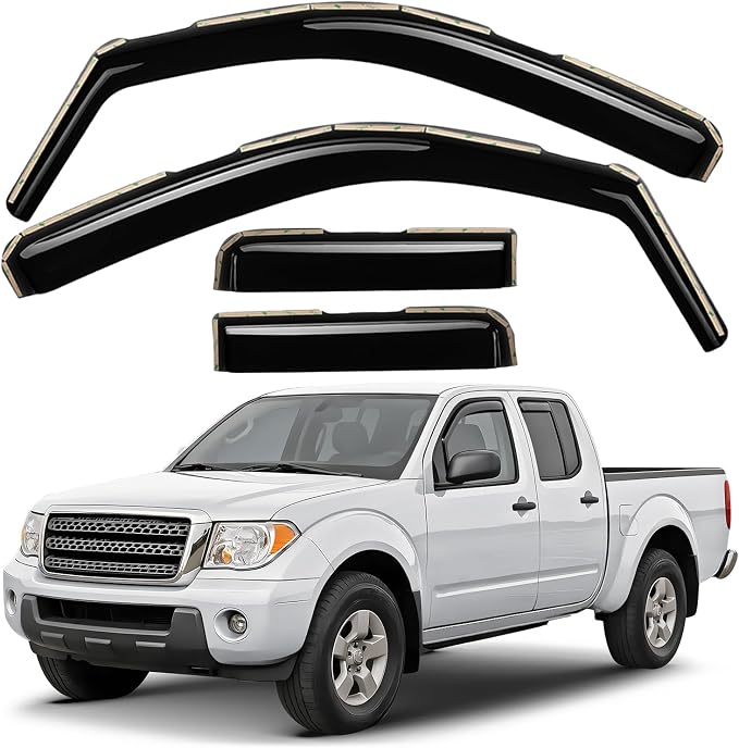 Window Deflectors Smoke Tinted In-Channel Side Window Vent Visor Deflectors Rain Guards Compatible with Equator 2009-2013 Crew Cab - 4pcs. GW0581