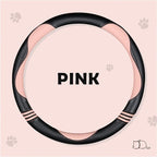 Car Steering Wheel Covers for Women Padded Carbon Fiber PU Leather Cute Auto Interior Accessories for Vehicle, Sedan, Universal, Anti Slip, Pink, Standard Size, 14.75-15.15in