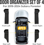Car Door Storage Box for 2019-2024 Subaru Forester Accessories, Front & Rear Door Side Pocket Organizer with Car Cup Holder Insert, Non-Slip Waterproof Door Slot Protective Pad, 4 Pack