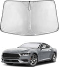 Windshield Sunshade Compatible for Ford Mustang (NOT for Ford Mustang Mach-E) 2015-2024 2025 2026, Sun Visor for Front Windshield & Window Sun Shade Cover, UV Heat Protector, Car Accessories