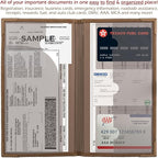 Registration and Insurance Card Holder - Car Organizer - Brown | Vehicle Glove Box Document Organizer, Auto Essential Paperwork Holder for Contact Information Cards, Interior Car Accessories