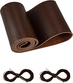 Leather Steering Wheel Cover Lace Up, Stitch on Steering Wheel Wrap, Universal Fit 13-20 Inch Car Truck Pickup Boat, A Whole Piece of Cowhide, DIY w/Needle Thread (Size XXL6, Coffee)