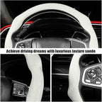 Mandark Car Steering Wheel Cover, Suede Sport Vehicle Steer Wheel Protector Fitting 15 Inch, Non-Slip Comfortable Automotive Interior Decoration Accessories, Universal for Most Cars (Beige)