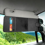 Car Sun Visor Extender Organizer, Visor Sun Blocker Extension with Magnetic Sunglasses Holder & Ticket Pouch, Multifunctional Auto Sunshade Storage Holder, Universal for Vehicles (Dark Gray)