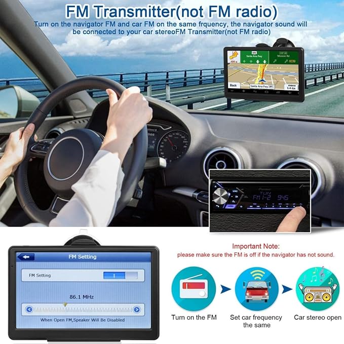 7 Inch GPS Navigaton for Car Truck RV, 2025 Latest Map GPS for Car with Free Lifetime Updates, Voice Guidance, Speed Alerts, Custom Routing, HD Touchscreen (Black)