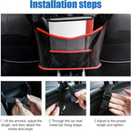2 PCS Car Net Pocket Handbag Holder, Organizer Mesh Bag Between Two Seat, Driver Storage Netting Pouch for Handbag Purse, Barrier of Backseat Pet, Car Accessories for Women Men (Black & Red)