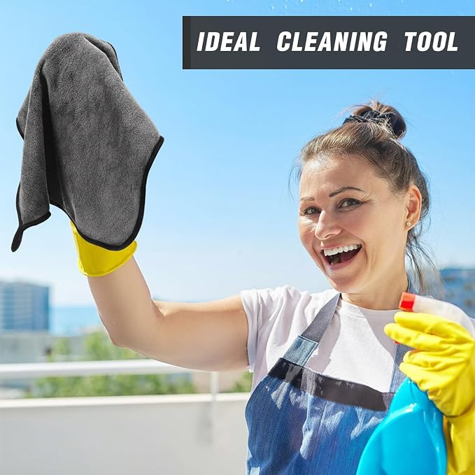 18 Pcs Gray Microfiber Towels: 16"x16" Microfiber Drying Towels Bulk Micro Fiber Car Cleaning Cloth for Cars Drying Washing Polishing Cleaning Household Supplies