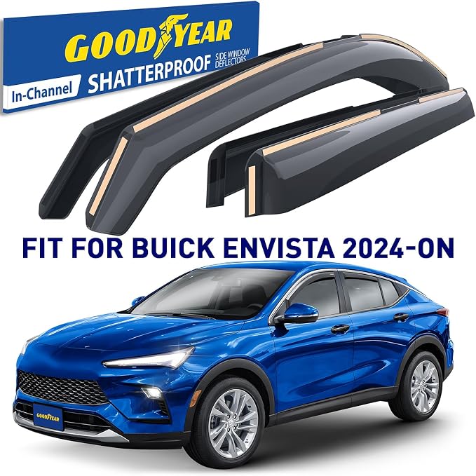 Goodyear Shatterproof in-Channel Window Deflectors for Buick Envista 2024-2026, Rain Guards, Window Visors for Cars, Vent Deflector, Car Accessories, 4 pcs - GY008107