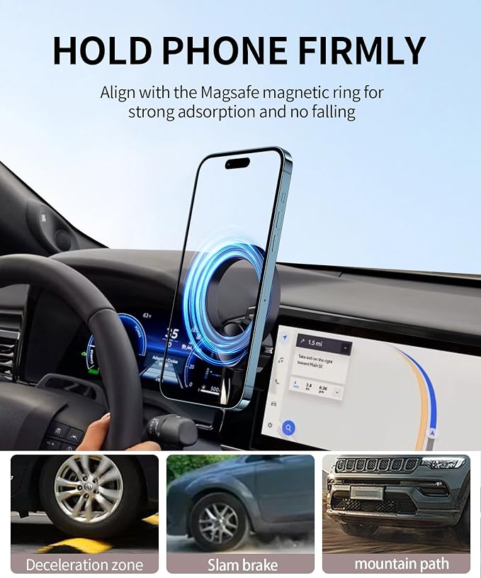 Car Phone Holder for Toyota Camry LE/SE 2025-2026 Accessories 8-inch Screen | Magsafe Magnetic Cell Phone Mount Clip Compatible with iPhone, 3D fit Stable Dashboard GPS Navigation Bracket Cradle Stand