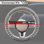 Premium Gray Diamond Patterned Plush Steering Wheel Cover, for Universal Auto Steering Wheel 14.5-15 in, Short Fluffy, Anti-Slip, Soft Plush, Comforting and Luxurious, Odorless, Soft Texture