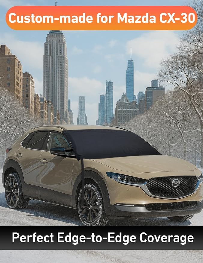 Car Snow Cover Compatible for Mazda CX-30 | Windshield Cover for Ice and Snow with S-Hook Straps | Heavy-Duty 600D Oxford Winter Car Cover, Waterproof & Anti-Slip