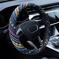 Boho Steering Wheel Cover Elastic Microfiber for Women, Universal Fit 15 inch Car SUV, Hippie Style Protector Cover, Anti-Slip, Breathable, Absorbing Sweat - 02