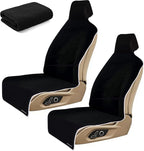 Waterproof Stain Resistant Towel Car Seat Covers，Universal Non-Slip for Gym Workout, Swimming, Beach and Workout Outdoor, Machine Washable(Black,2 Pack)
