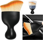Car Detailing Brush, Curved Soft Bristles Auto Removal Dust Collectors, Universal Vehicle Dashboard, Air Conditioner Vents etc Interior Cleaning Tool Accessories (Yellow)