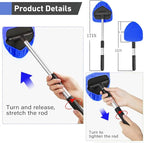 Windshield Cleaning Tool, Car Window Cleaner Windshield Cleaner with 4 Reusable and Washable Microfiber Pads and Extendable Handle Auto Inside Glass Wiper Kit (Dark Blue)