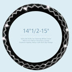 Bling Rhinestone Steering Wheel Cover with Crystal Diamond for Women, Sparkling Car Wheel Protector Universal Fit 15 Inch (Black with White Diamond, Standard Size(14"" 1/2-15"" 1/4))