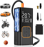 Tire Inflator Portable Air Compressor, Cordless Car Tyre Pump with Digital Dual Values Display, 150 PSI Bike Tires Air Pump with LED Lights&Pressure Gauge for Auto/Bicycle/Motocycle/Balls