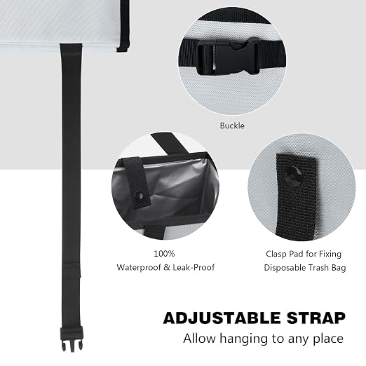 Car Trash Can, Leak-Proof Waterproof Trash Bin Collapsible Portable Auto Garbage Bag Large Capacity Trashcan Storage Bag Multipurpose Car Organizer Hanging (Light-Gray)