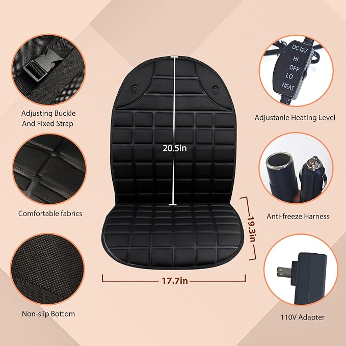 Seat Cushion, Full Back and Seat Cover, Office Chair Pad for Winter Gift (Black)