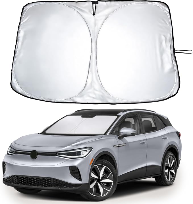 Windshield Sun Shade Compatible for Volkswagen VW ID.4 2021–2026 | Custom Fit EV Front Window Sunshade | Foldable Heat & UV Reflective Sun Visor