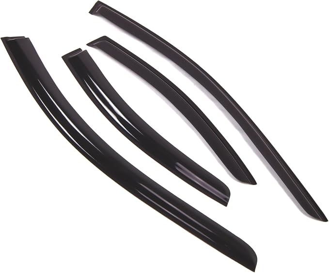 WD2-486 Dark Smoke 4 Pcs Set Window Visor (Outside Mount) Deflector Rain Guard Compatible with 2001-2011 Volvo S60