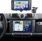4G+64G Car Radio Stereo for Mercedes Benz Smart Fortwo 2011-2015, 9inch IPS Touch Screen/Android 15/Wireless CarPlay/Android Auto/32 EQ/GPS/WiFi/5.0Bluetooth/FM/RDS/SWC/AHD Backup Camera