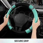 Road Comfort Leather Steering Wheel Cover – Premium Anti-Slip Car Steering Wheel Grip Cover – Universal Fit for 14.5”–15” Cars, Trucks & SUVs - Mint