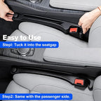 Car Seat Gap Filler 2 Pack with 180° Flip Design - Premium TPE Seat Console Organizer with Storage Box - Universal Fit for Car SUV Truck - Anti-Drop Crevice Blocker (Black)